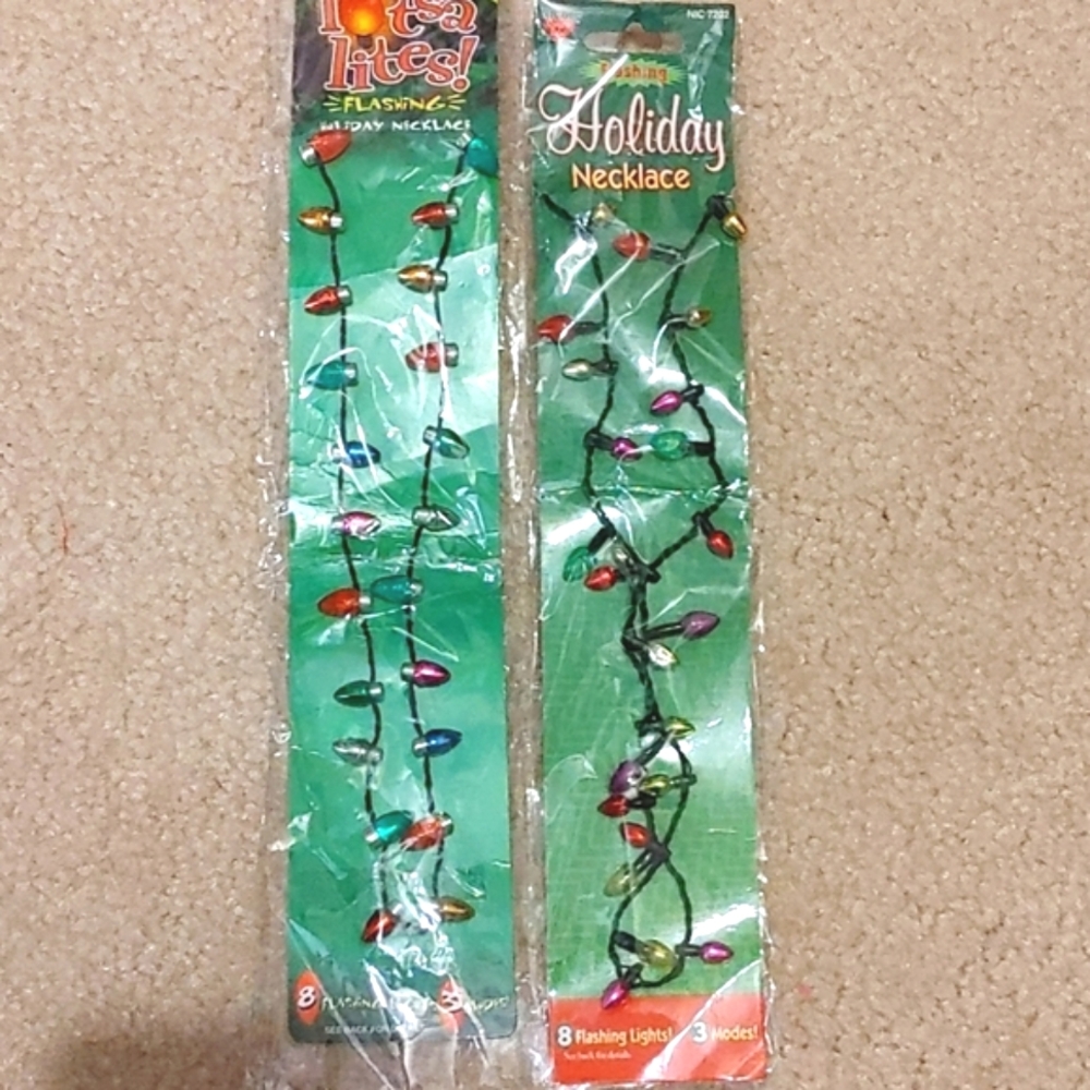 2 blinking Christmas light necklaces, New